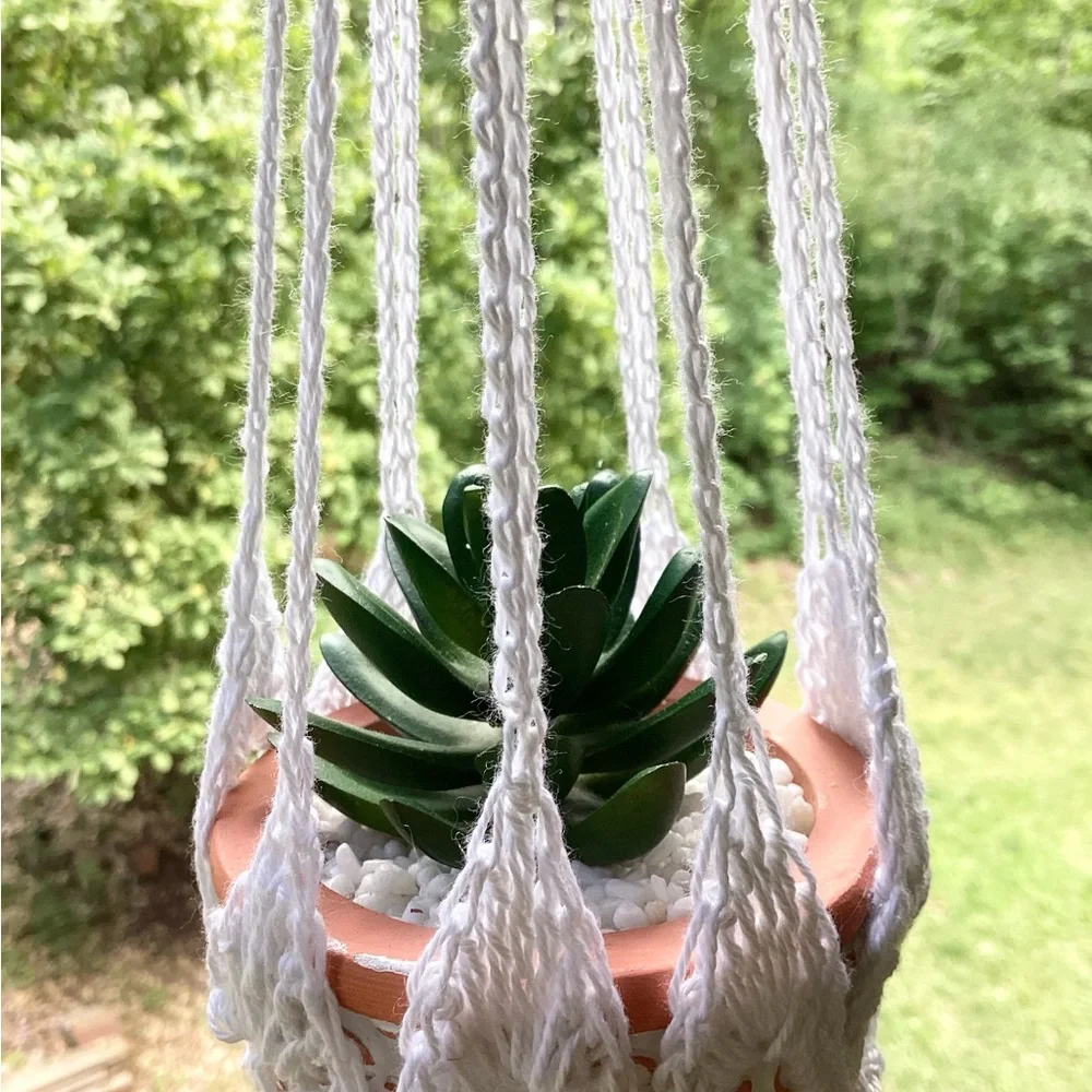 Plant Hanger Mini Hand Crafted White Terrarium Necessity Boho Dorm Botanical - Picture 8 of 15
